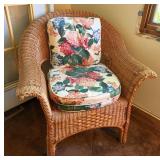 Wicker Armchair With Floral Cushions