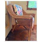 Wicker Armchair With Floral Cushions
