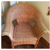 Wicker Armchair With Floral Cushions