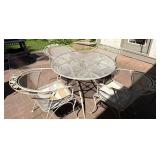 Metal Patio Dining Set With Chairs & Side Table