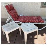 Outdoor Chaise Lounge With Cushions & 2 Tables