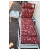 Outdoor Chaise Lounge With Cushions & 2 Tables