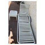 Outdoor Chaise Lounge With Cushions & 2 Tables