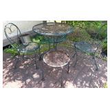 Metal Bistro Set With 2 Chairs & Side Table