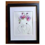 A. DeKrey Framed Floral Portrait Art