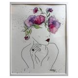 A. DeKrey Framed Floral Portrait Art