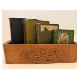 Antique Wood Drawer With Vintage Books Mixed Lot