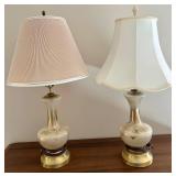 Vintage Glass Table Lamp Pair With Matching Bases