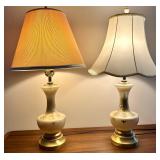 Vintage Glass Table Lamp Pair With Matching Bases