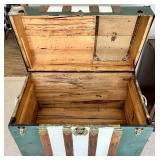 Vintage Painted Wooden Storage Trunk