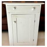 Vintage White Wood Storage Cabinet With Drawer and Door