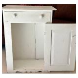 Vintage White Wood Storage Cabinet With Drawer and Door