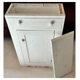 Vintage White Wood Storage Cabinet With Drawer and Door