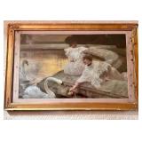 Vintage Framed Swan Print Ornate Gilt Frame