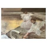 Vintage Framed Swan Print Ornate Gilt Frame