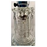 Pair of Crystal Boudoir Table Lamps With Frosted Glass Shades, Bobeche with Crystals