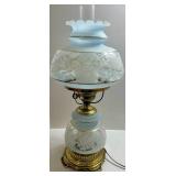 Vintage Floral Glass Hurricane Lamp