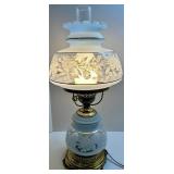 Vintage Floral Glass Hurricane Lamp