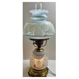 Vintage Floral Glass Hurricane Lamp