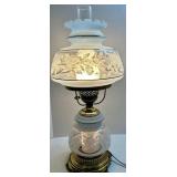 Vintage Floral Glass Hurricane Lamp