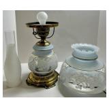 Vintage Floral Glass Hurricane Lamp