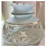 Vintage Floral Glass Hurricane Lamp