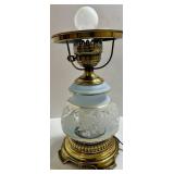 Vintage Floral Glass Hurricane Lamp