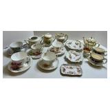 Assorted Vintage China Teacup & Saucer Group Mixed Lot