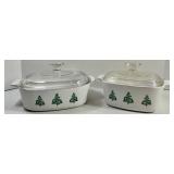 Corningware Christmas Tree Covered Casserole Dishes (Set of 2)