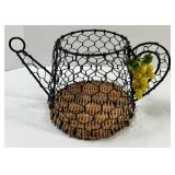 Harvest Decor Mixed Lot Basket, Scarecrow Pair, Vase, Wire Teapot & Soap Set