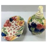 Harvest Decor Mixed Lot Basket, Scarecrow Pair, Vase, Wire Teapot & Soap Set