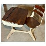Vintage School Desk Chair With Attached Writing Table