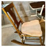 Vintage Wooden Rocking Chair With Cushion