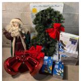 Mixed Holiday Decor Lot - Clear Lighted Canadian Wreath, Rope Lights & Mini Lights