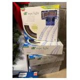 Mixed Holiday Decor Lot - Clear Lighted Canadian Wreath, Rope Lights & Mini Lights