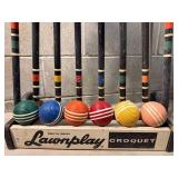 Vintage South Bend Lawnplay Croquet Set With Stand