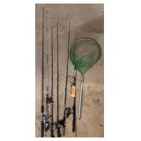 Abu Garcia, Mitchell, Zebco & Shimano Fishing Rod & Reel Mixed Lot With Net