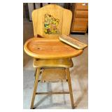 Vintage Wooden High Chair With Tray