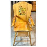 Vintage Wooden High Chair With Tray
