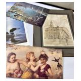Mixed Lot: Framed Art Prints, Carved Wood Sculpture & American Flag