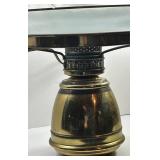 Vintage Hanging Oil Lamp With Etched Glass Shade