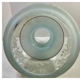 Vintage Hanging Oil Lamp With Etched Glass Shade