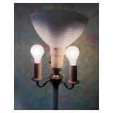 Decorative Floor Lamp With Glass Shade & Dual Bulbs