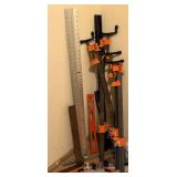 Mixed Lot: Bar Clamps, Levels & Squares