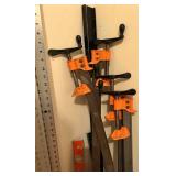 Mixed Lot: Bar Clamps, Levels & Squares