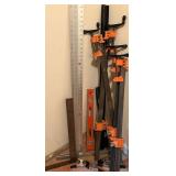 Mixed Lot: Bar Clamps, Levels & Squares