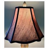Ribbed Glass Table Lamp With Fabric Shade - Lots 475, 476 and 477 are Matching