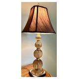 Decorative Ribbed Glass Table Lamp With Dark Shade - Lots 475, 476 and 477 are Matching