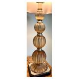 Decorative Ribbed Glass Table Lamp With Dark Shade - Lots 475, 476 and 477 are Matching