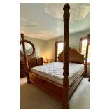 King Size Ornate Wood Bed Frame & Mattress - Lots 478, 479 and 480 are Coordinating
